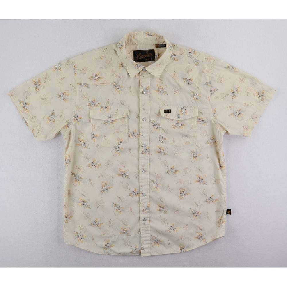 Howler Brothers H Bar B Snapshirt Mens Medium Cream Vintage Floral Western Shirt